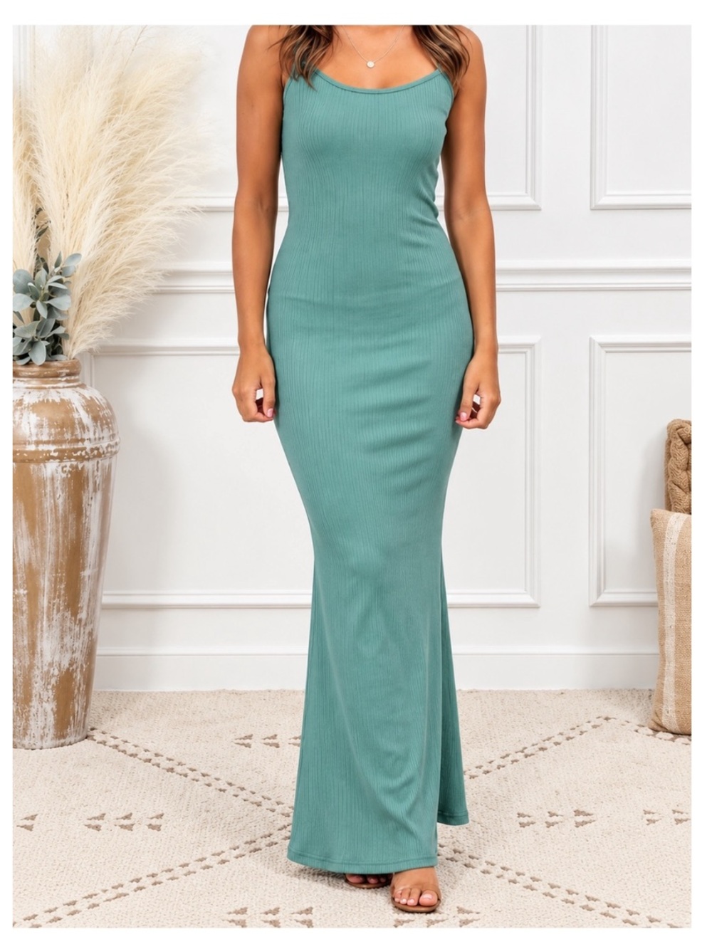 NWT CULTURE CODE Turning Ribbed Mermaid Bodycon Dress in Jade LARGE